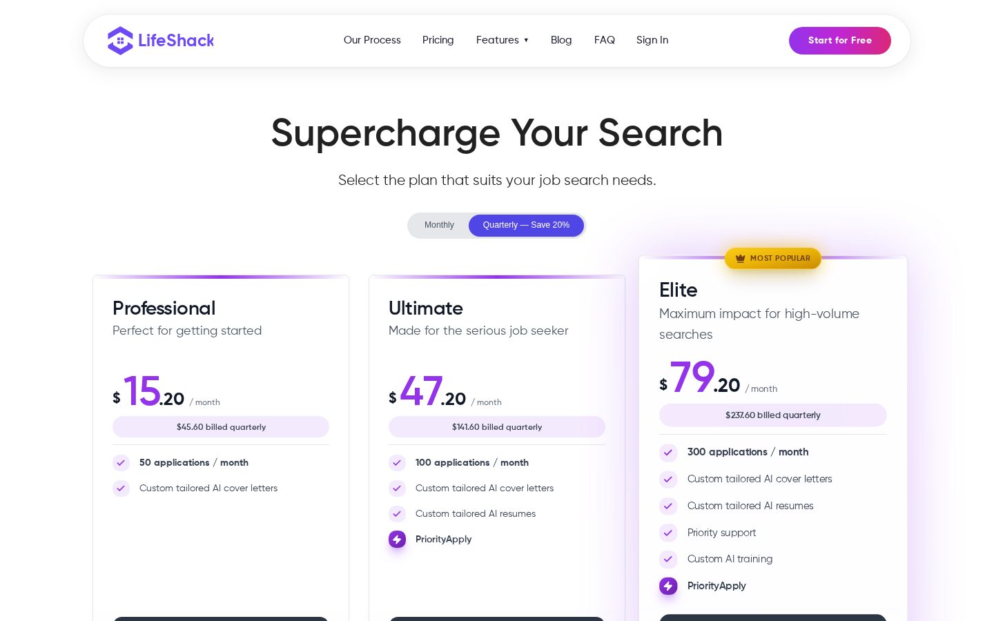 LifeShack Pricing