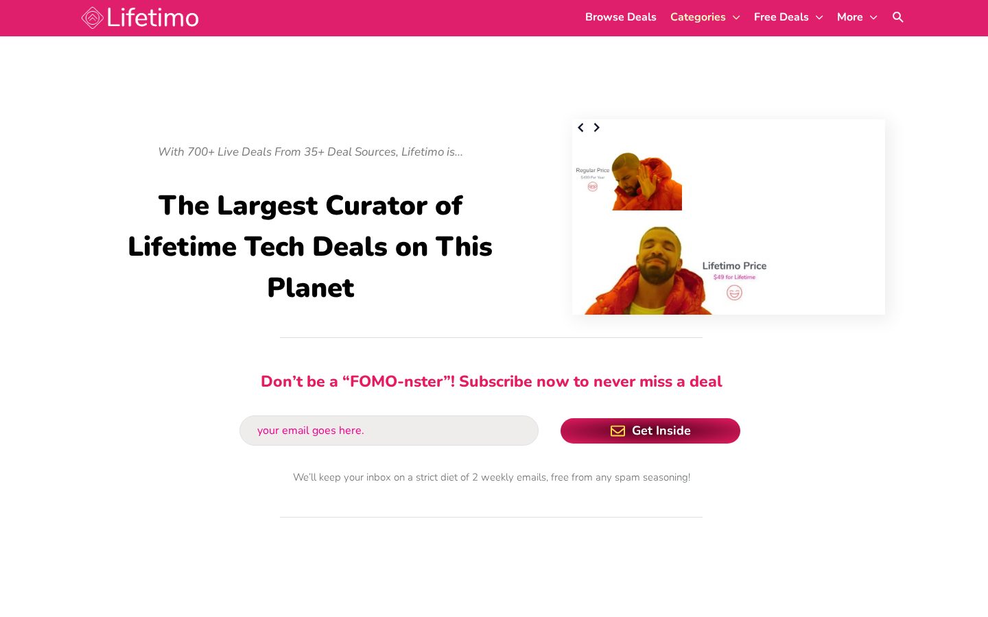 Lifetimo Homepage