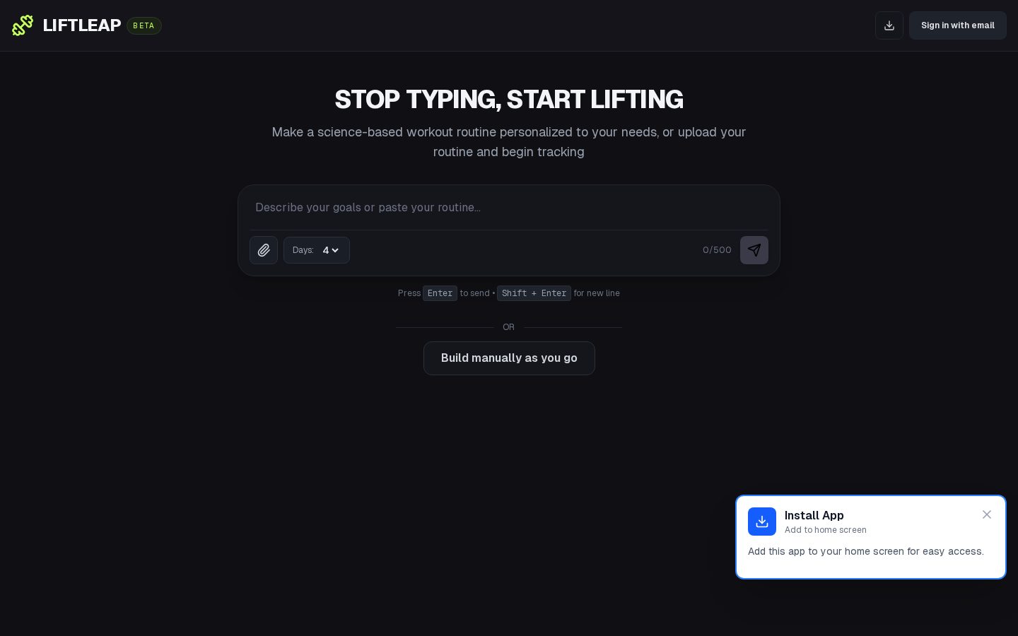 LiftLeap Homepage