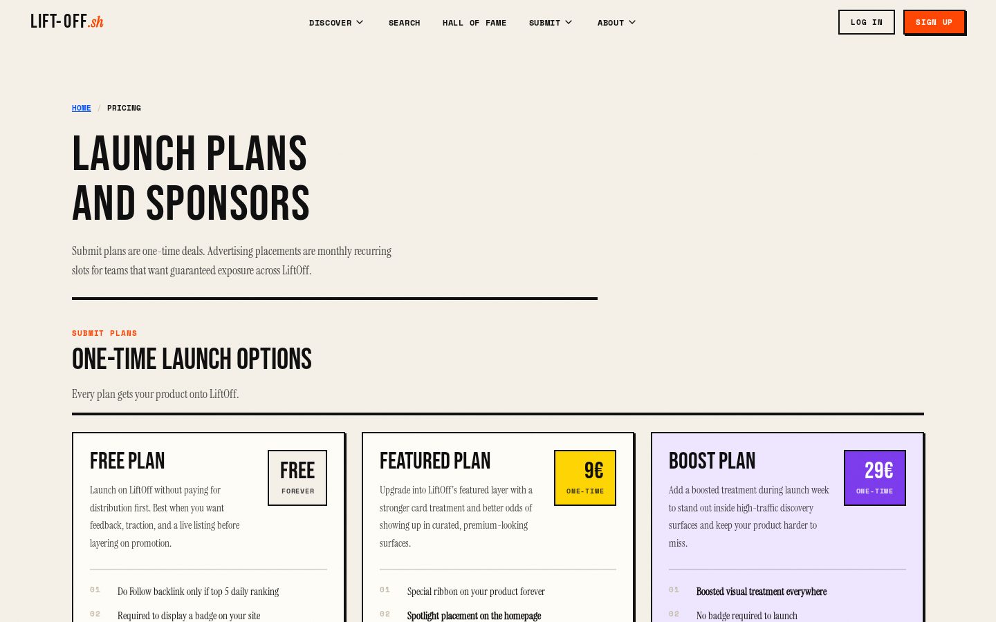 LiftOff Directory Pricing