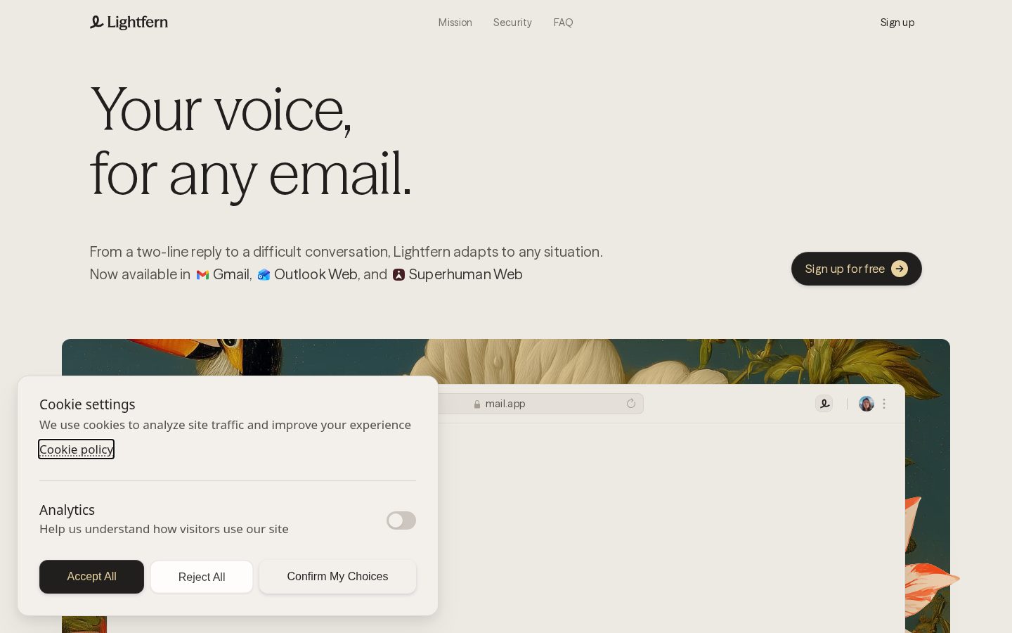 Lightfern for Email Homepage