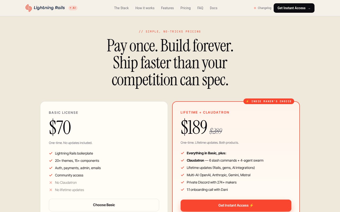 Lightning Rails Pricing