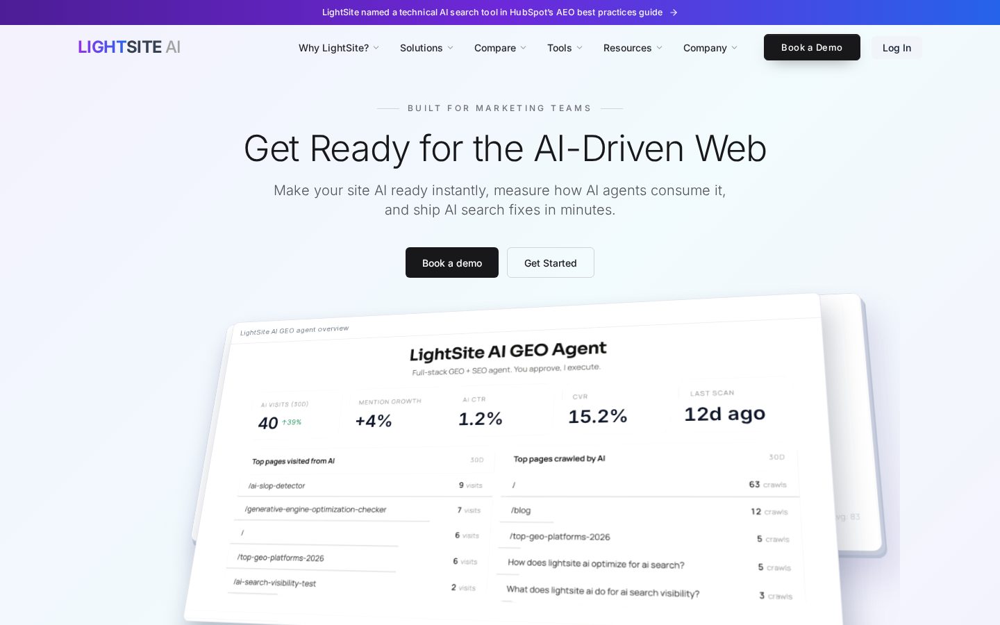 LightSite AI GEO Platform Homepage