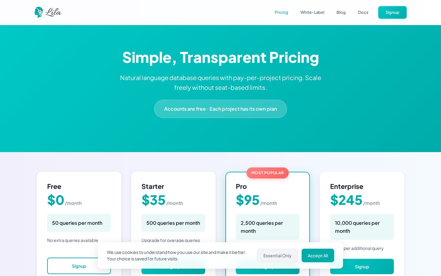 LILA Pricing