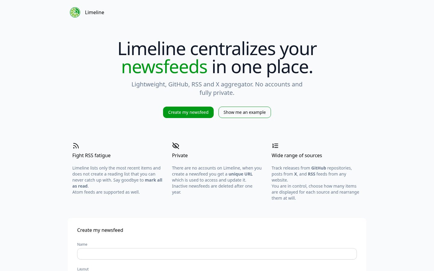 Limeline Homepage