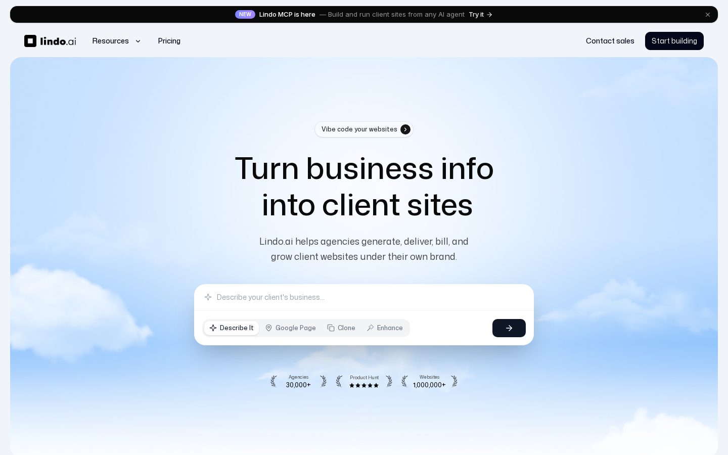 Lindo.ai Homepage