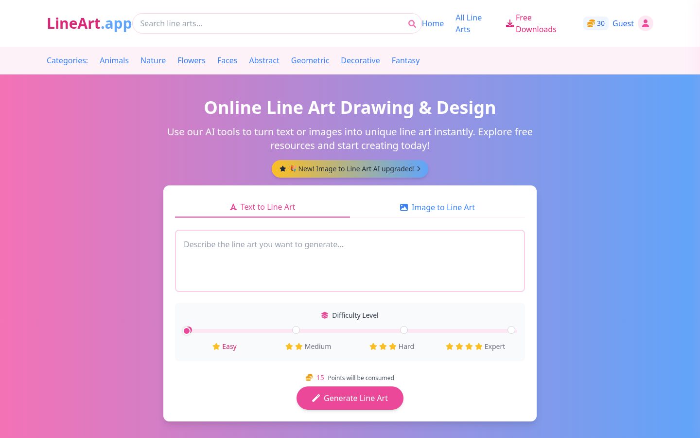 LineArt.app Homepage