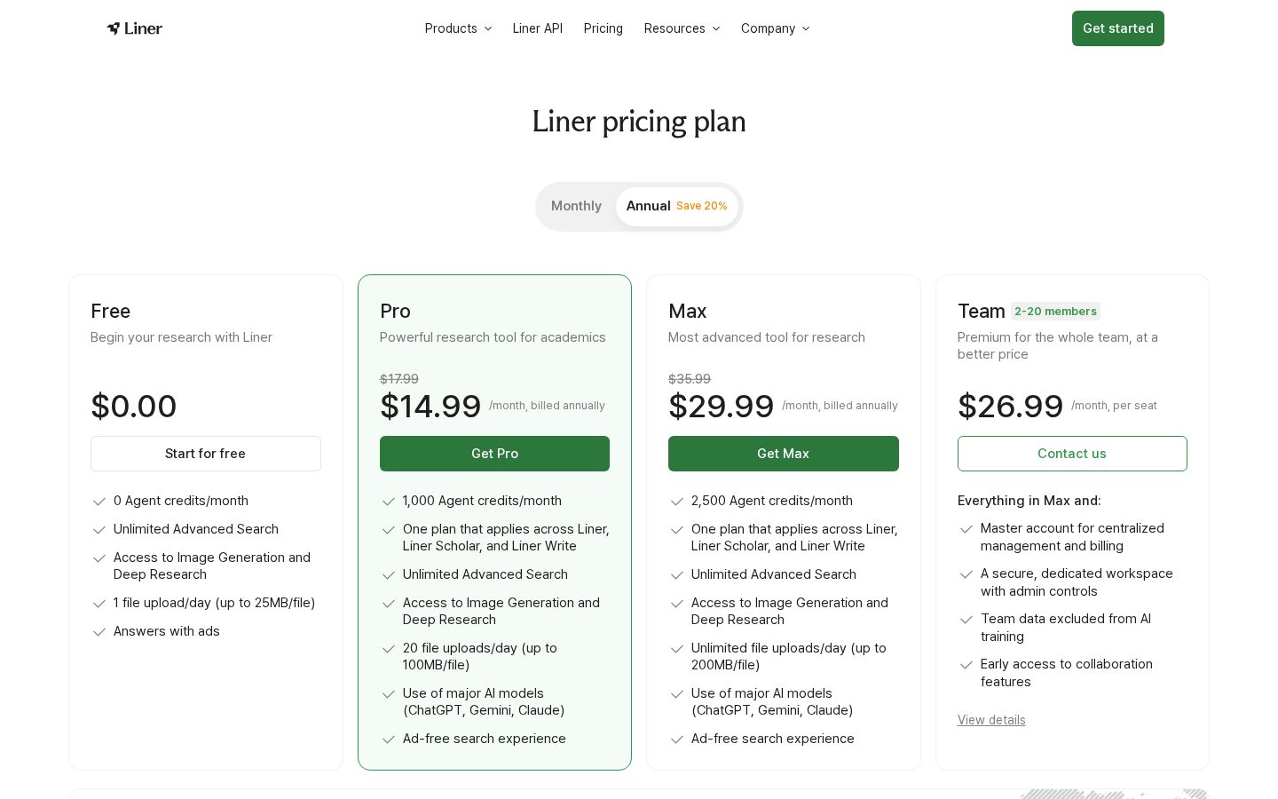 Liner Pricing