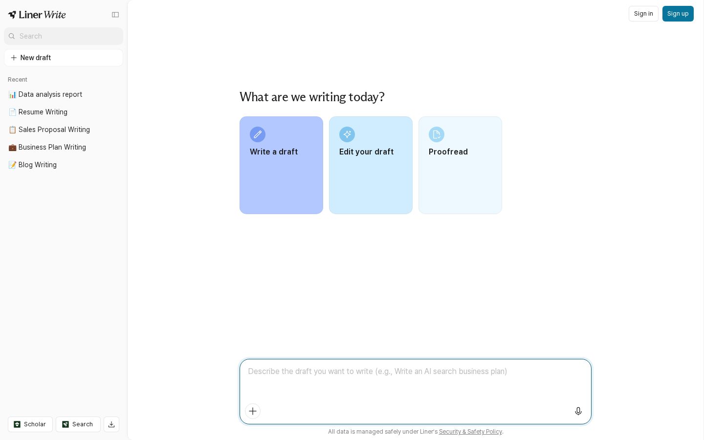 Liner Write Homepage