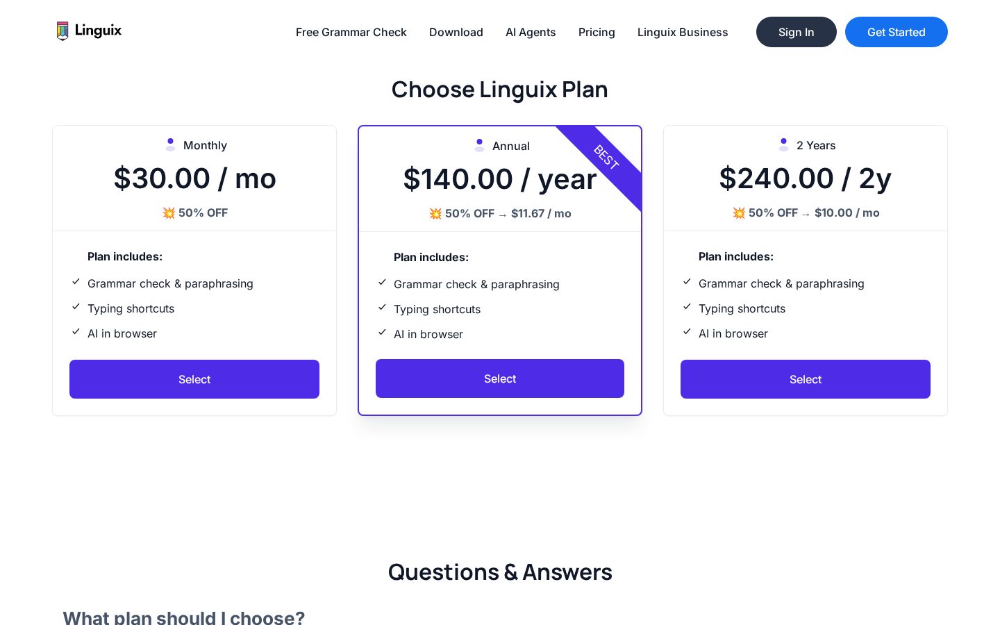 Linguix Pricing