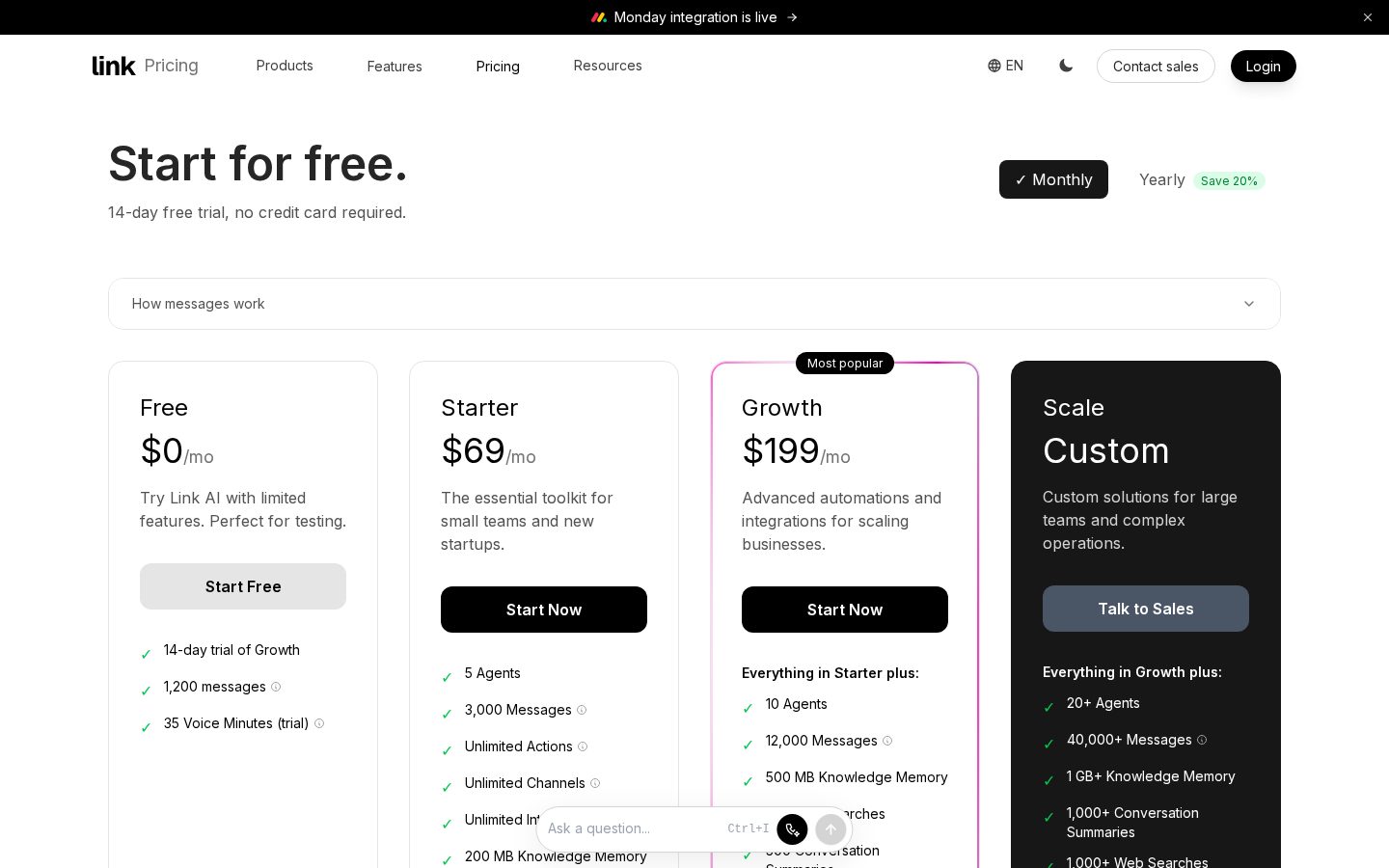 Link AI Pricing