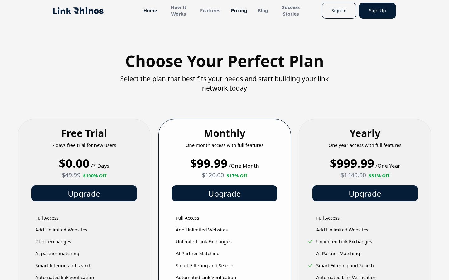 Link Rhinos Pricing