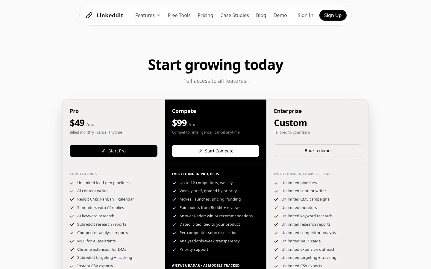 Linkeddit Pricing