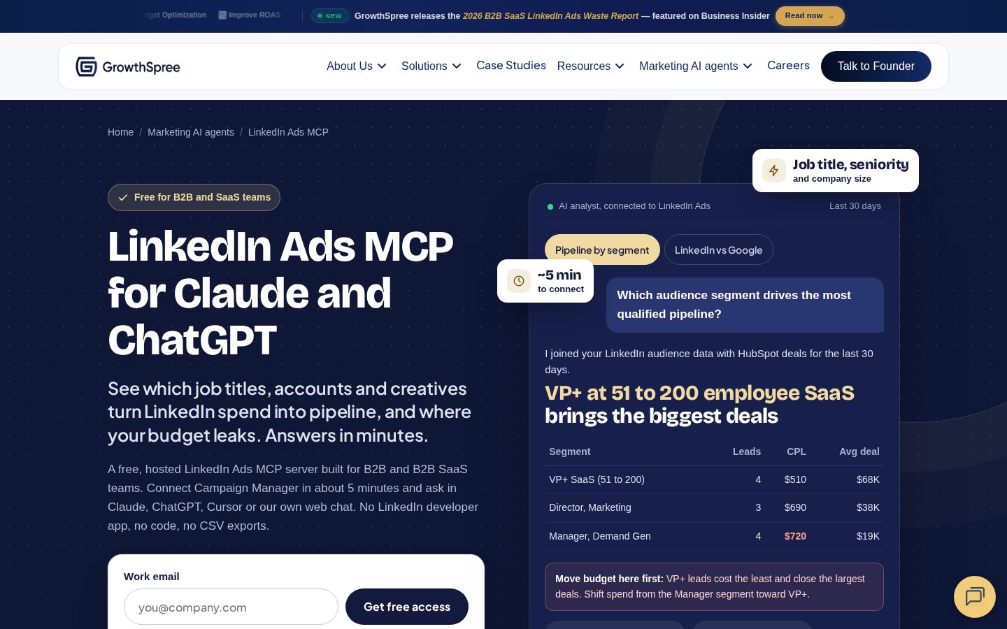 LinkedIn Ads AI Mcp Homepage