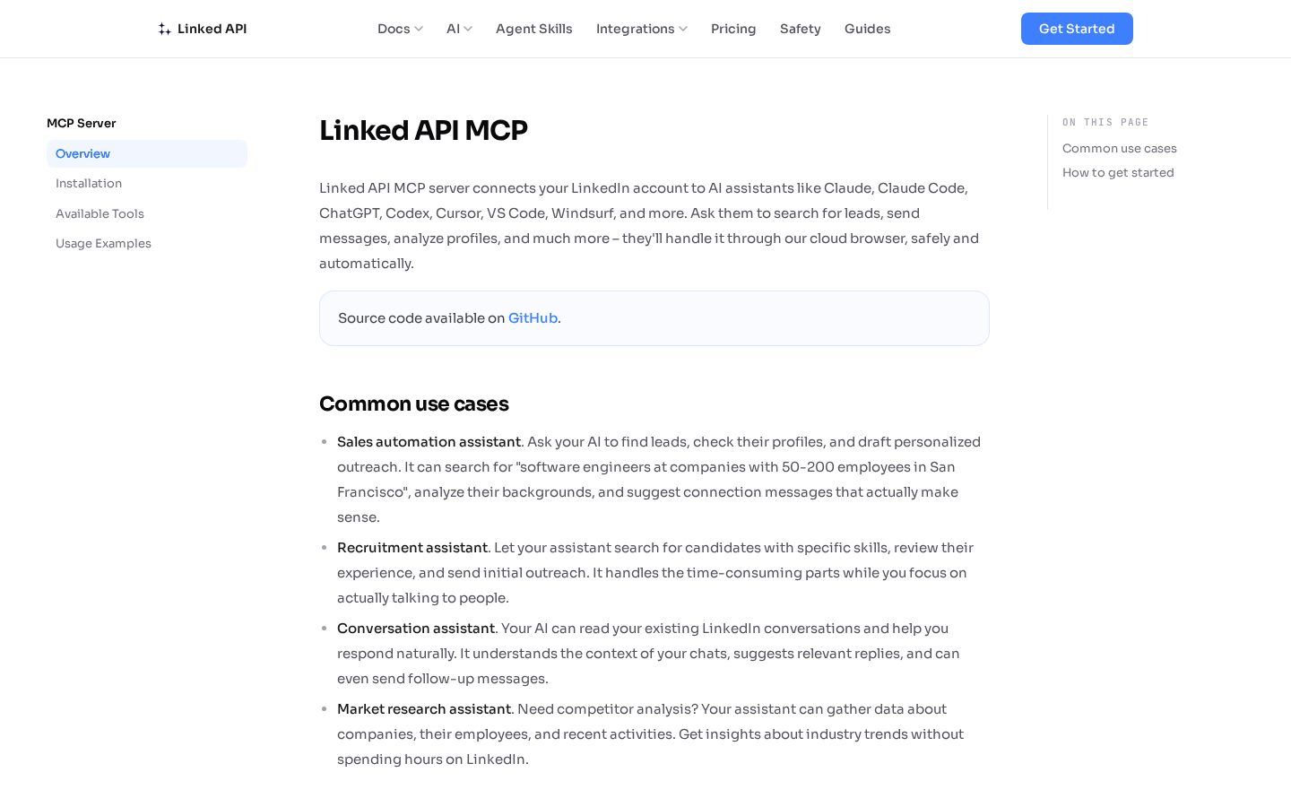 LinkedIn MCP Homepage