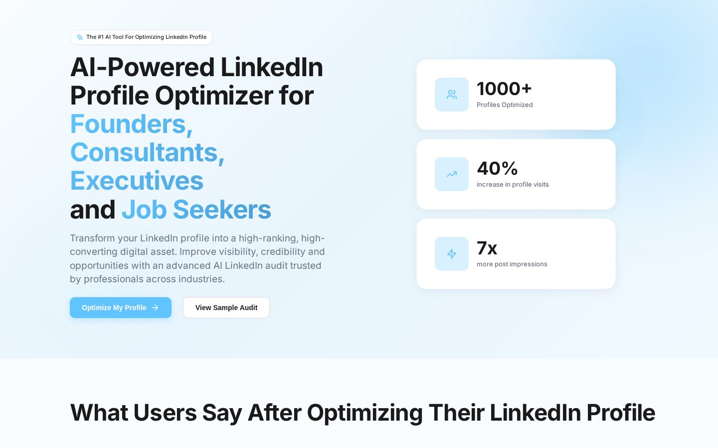 LinkedIn Profile Optimizer Homepage