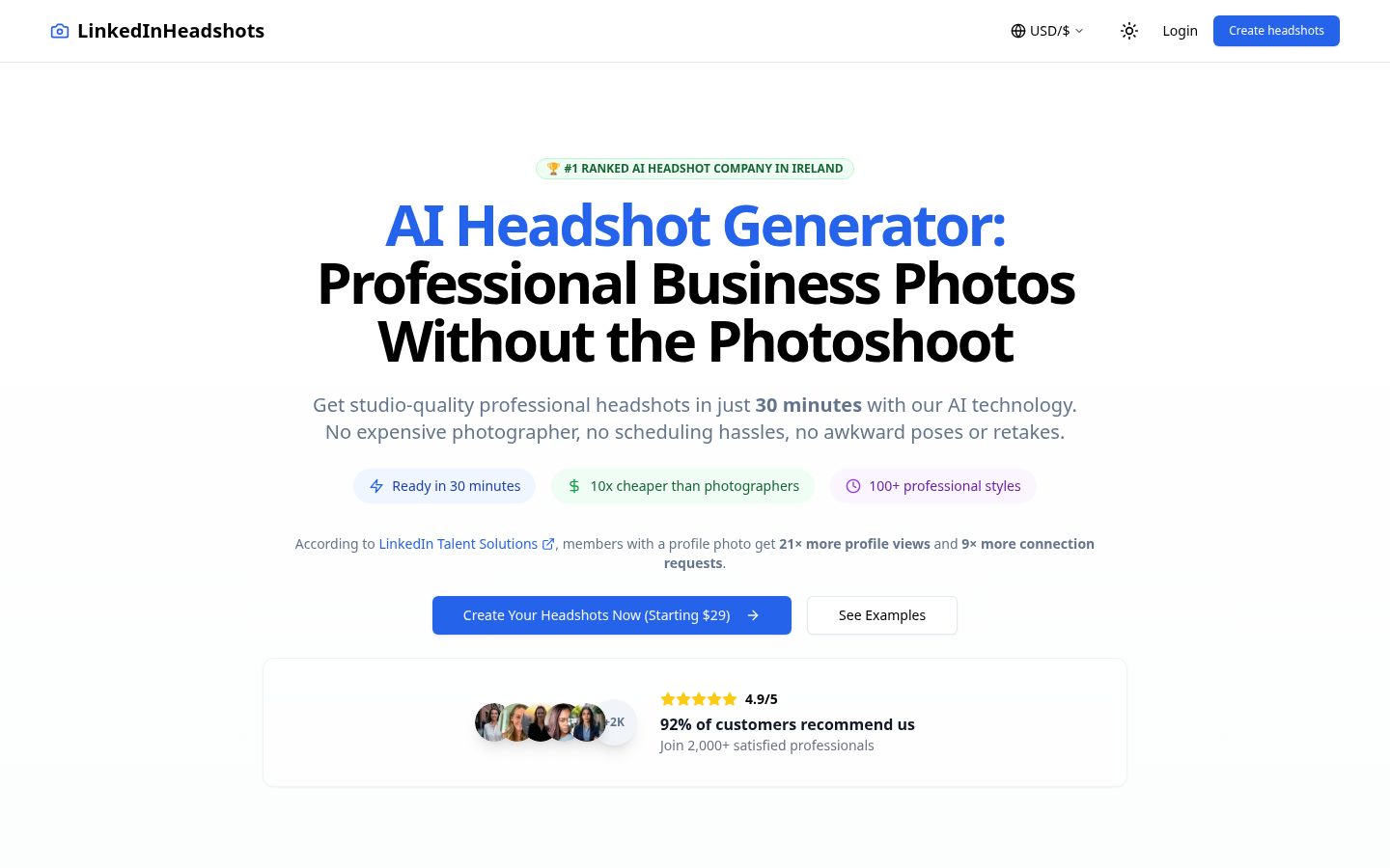 LinkedinHeadshots Homepage