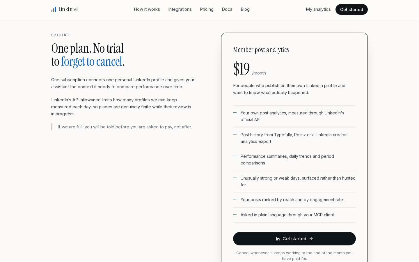 LinkIntel Pricing