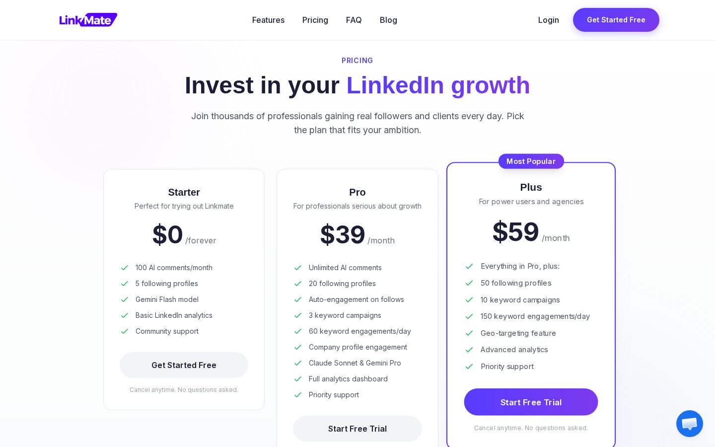Linkmate Pricing