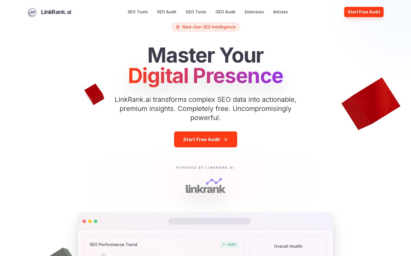 LinkRank.ai Homepage