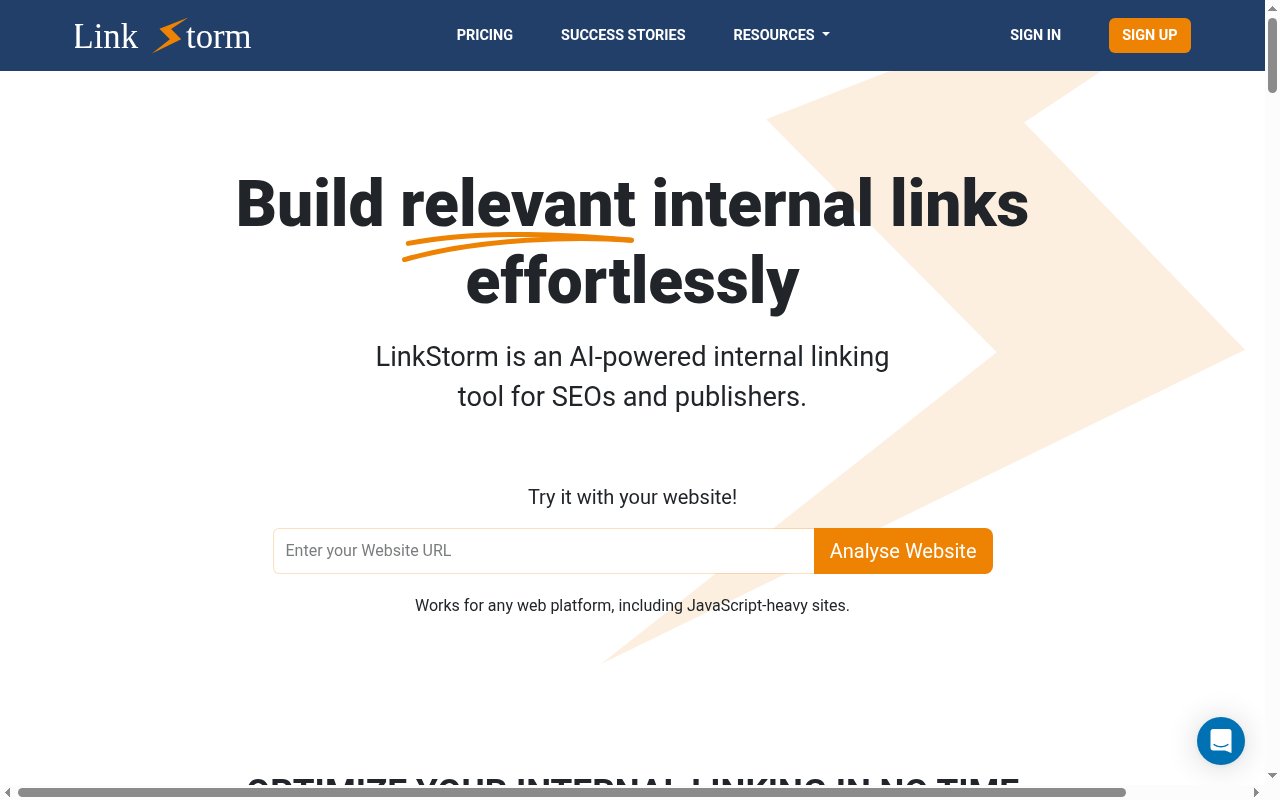 LinkStorm homepage