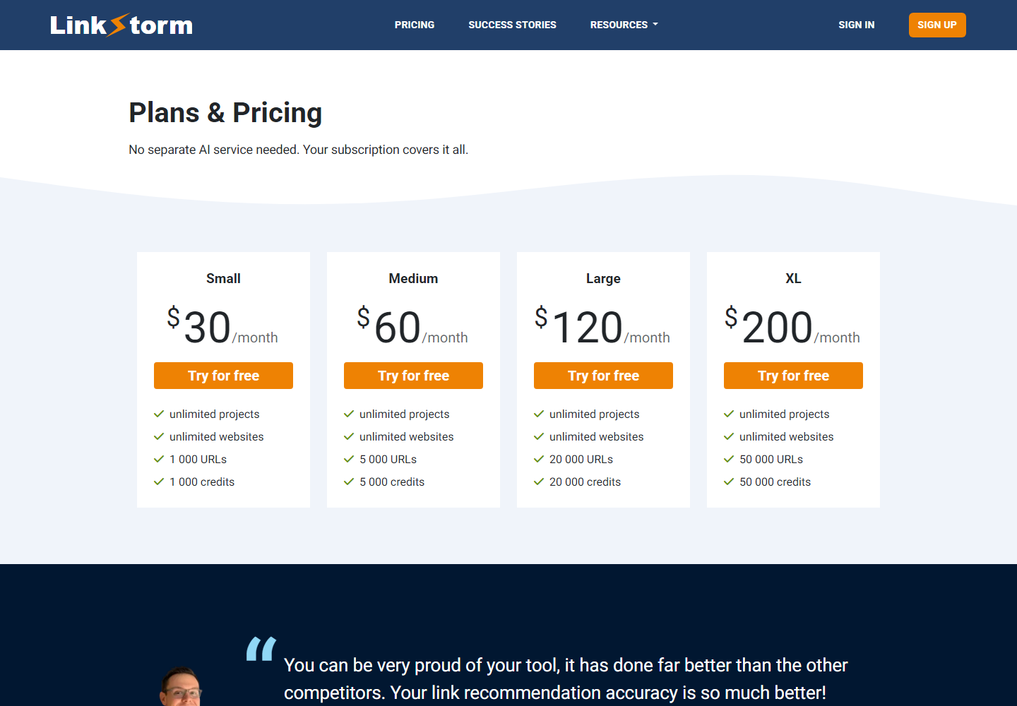 LinkStorm pricing