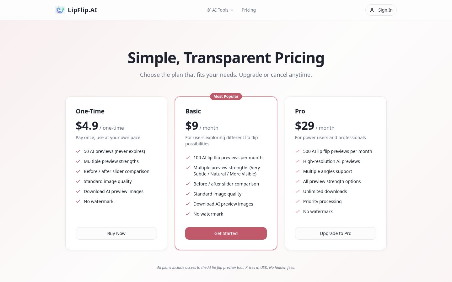 Lip Flip Pricing