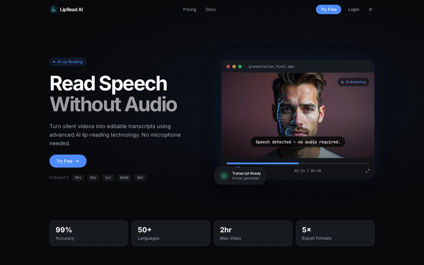 LipRead AI Homepage
