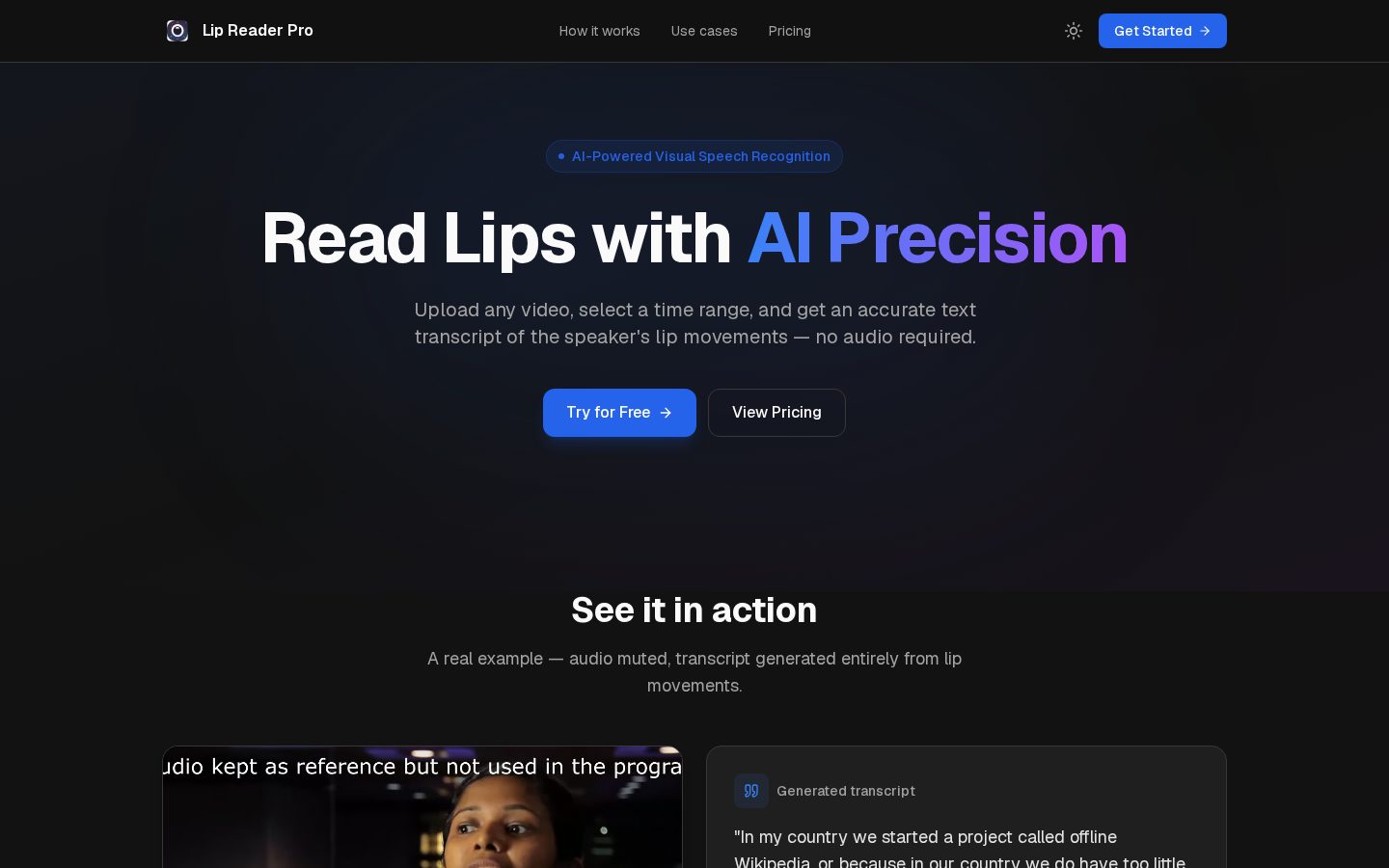 LipReadPro Homepage