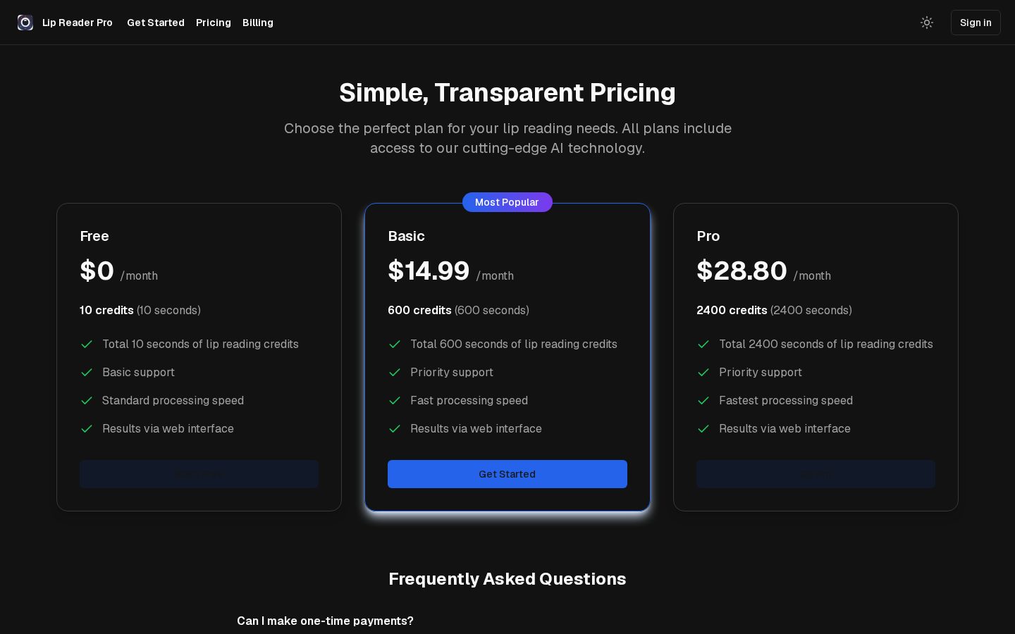 LipReadPro Pricing