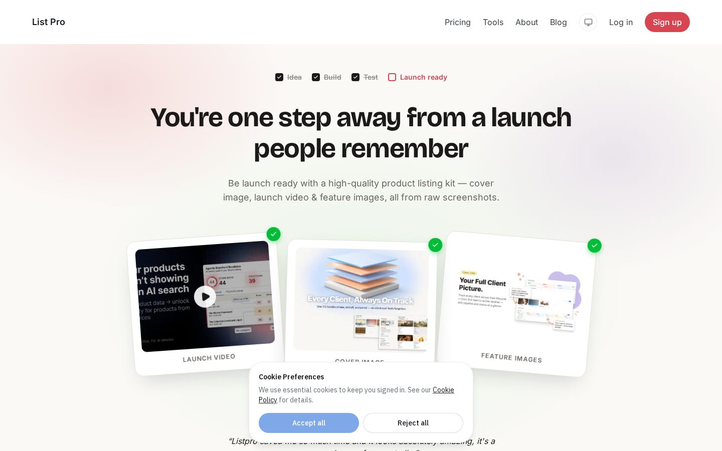 List Pro Homepage