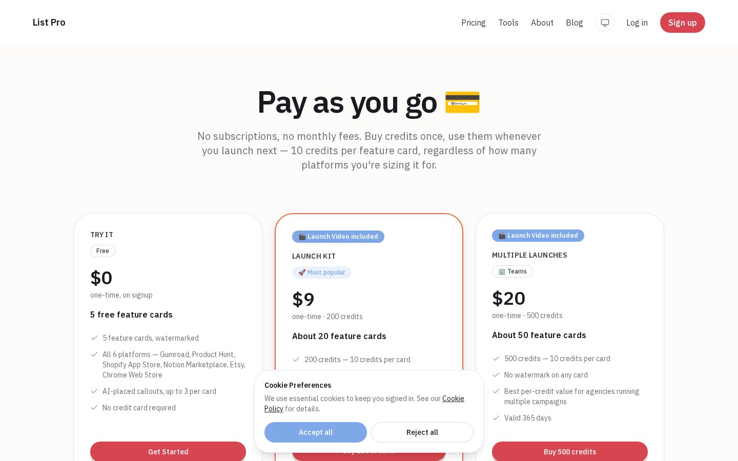 List Pro Pricing
