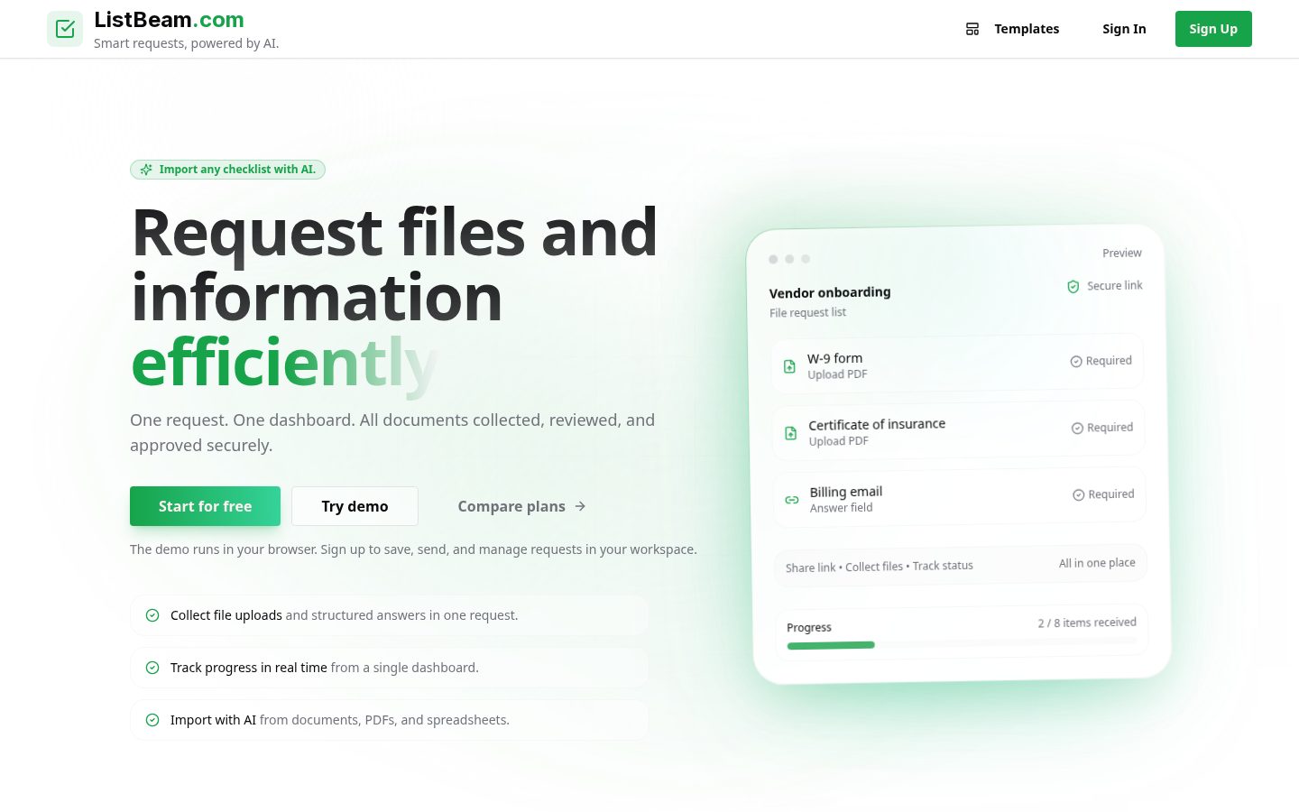 Listbeam Homepage