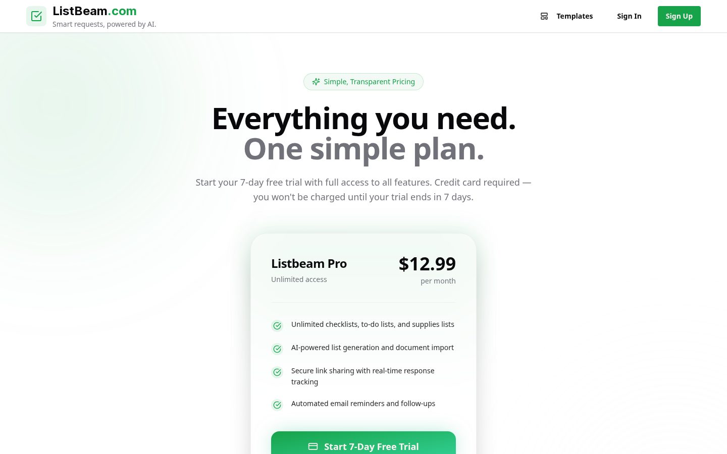 Listbeam Pricing
