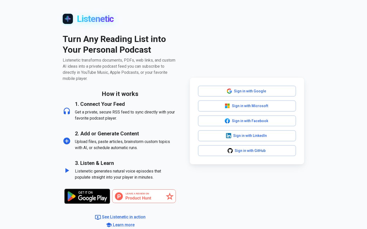 Listenetic Homepage