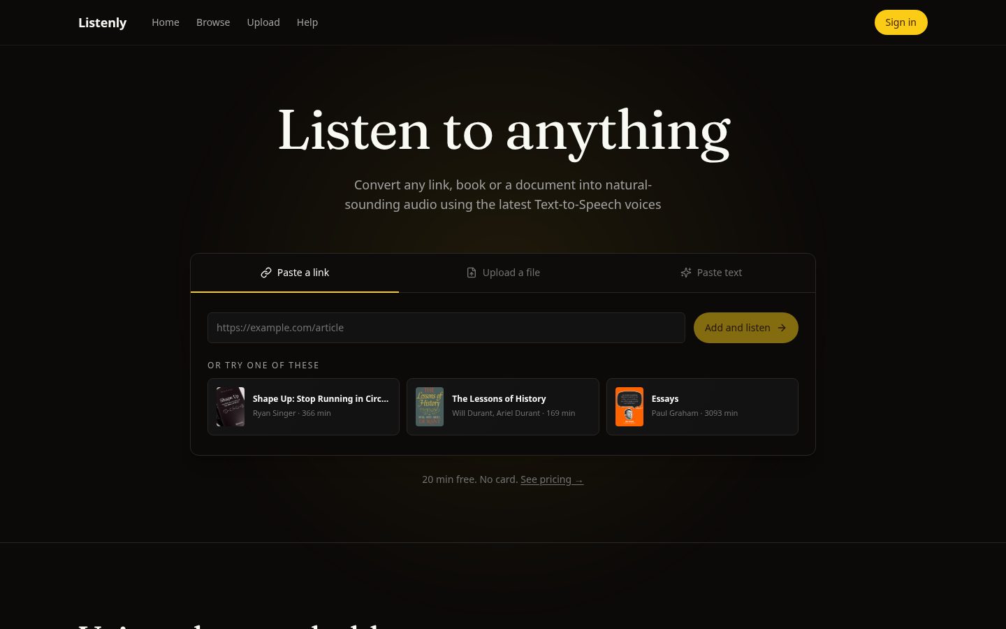 Listenly Homepage