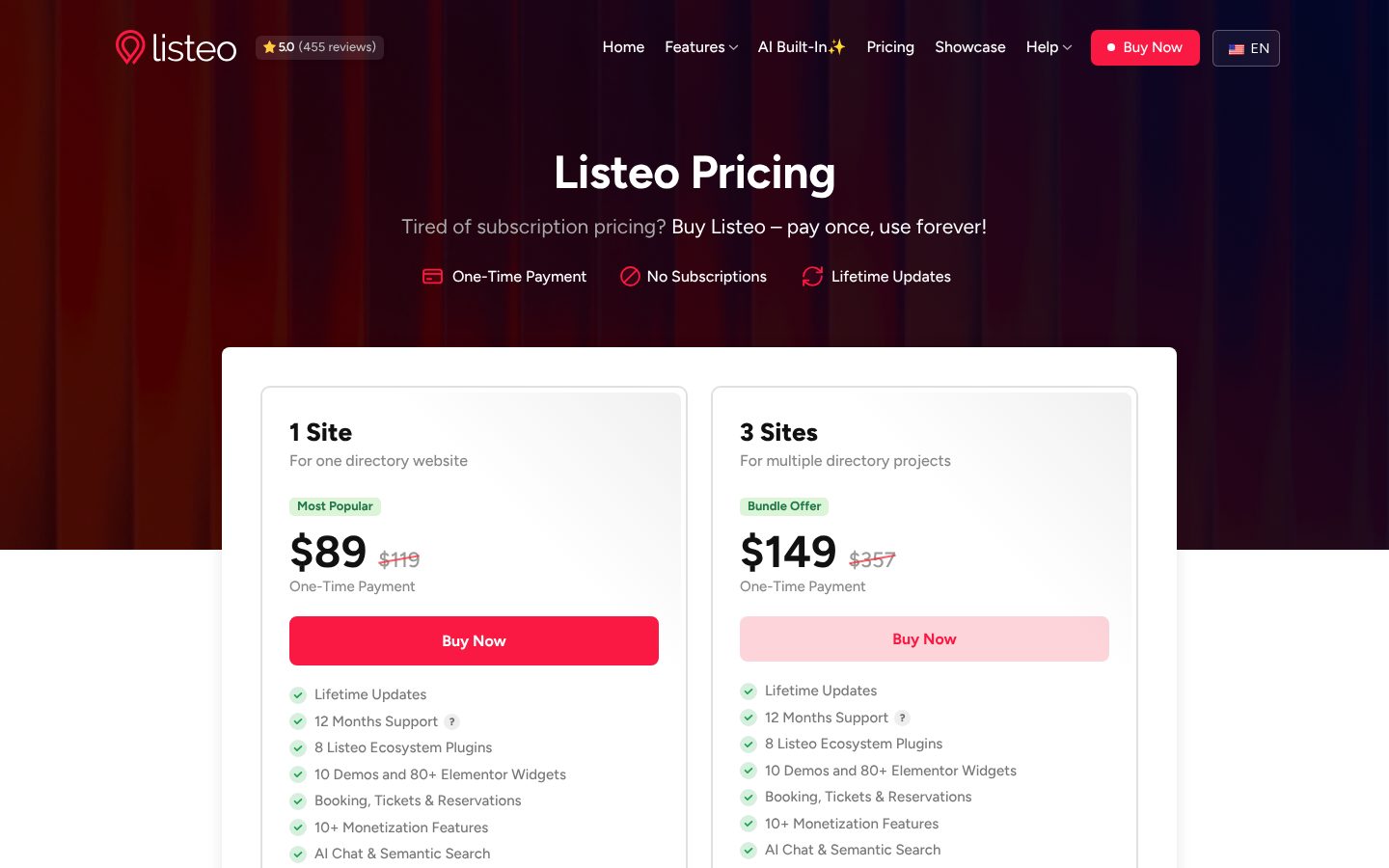Listeo Pricing