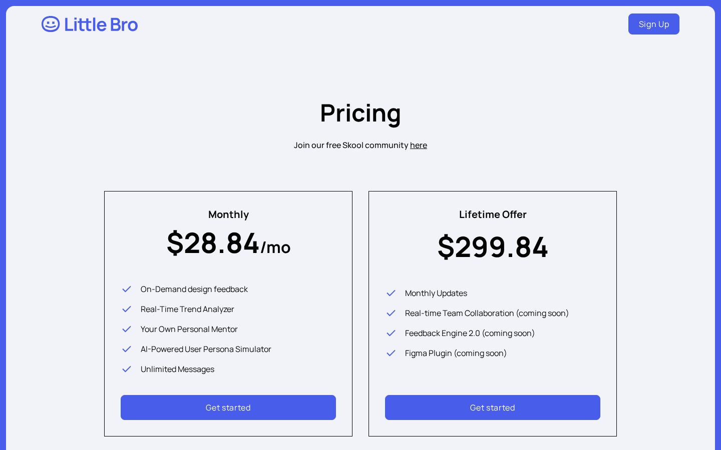 Little Bro Pricing