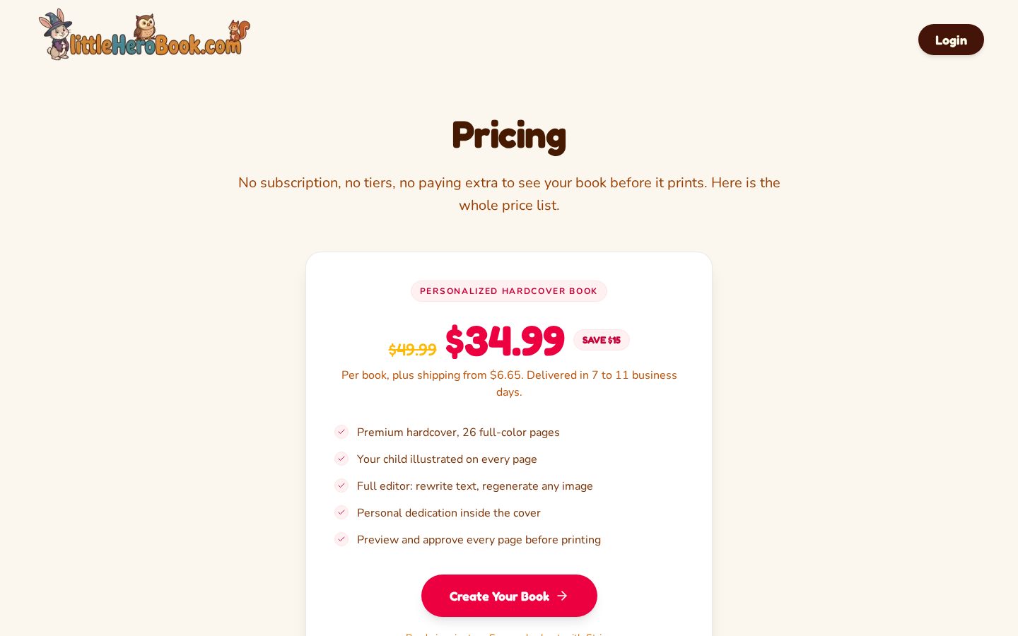 little hero book Pricing