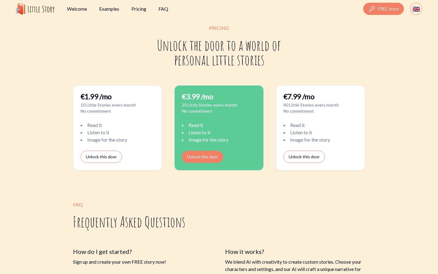 Little Story Pricing