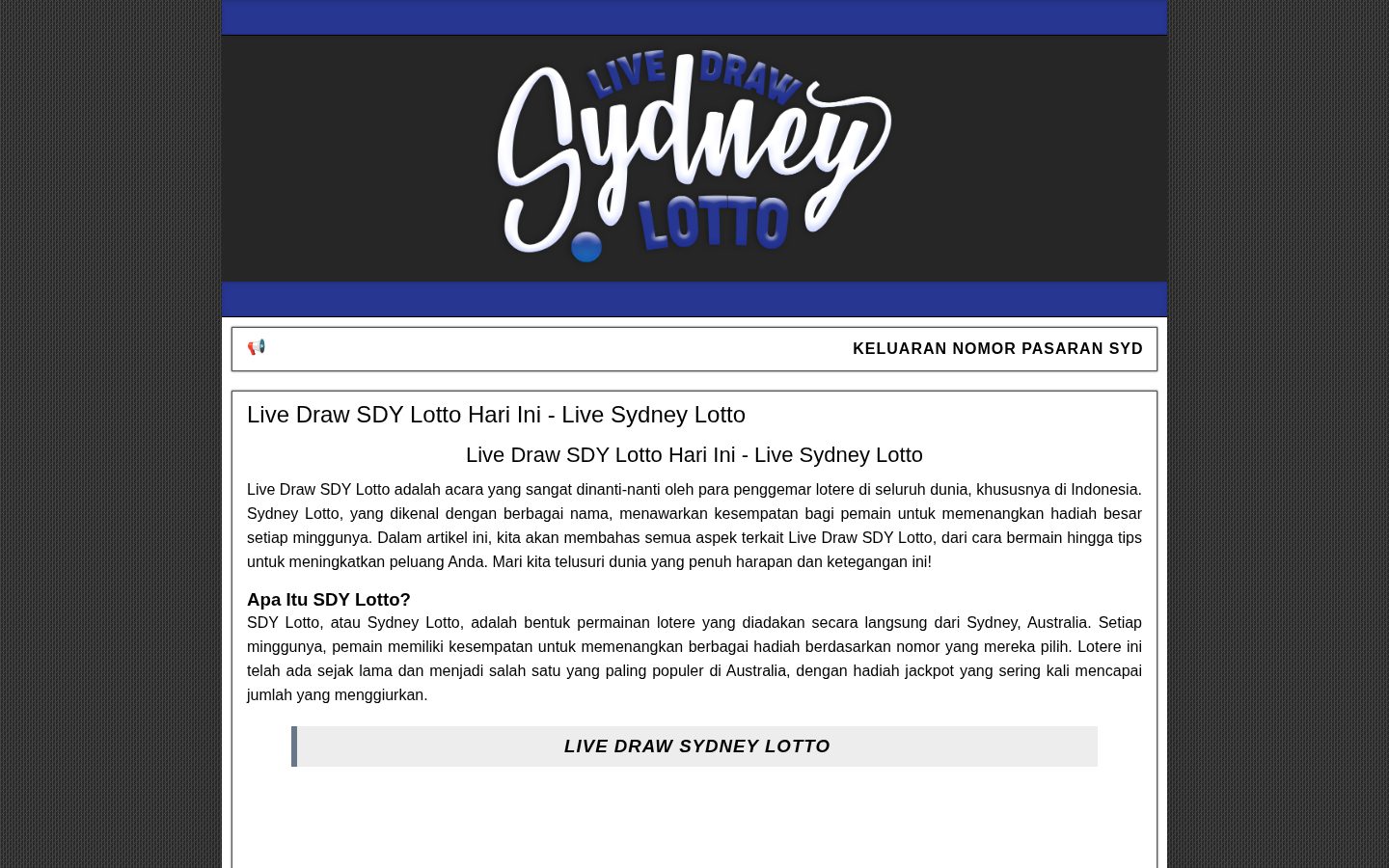 Live Draw Sdy Lotto Homepage