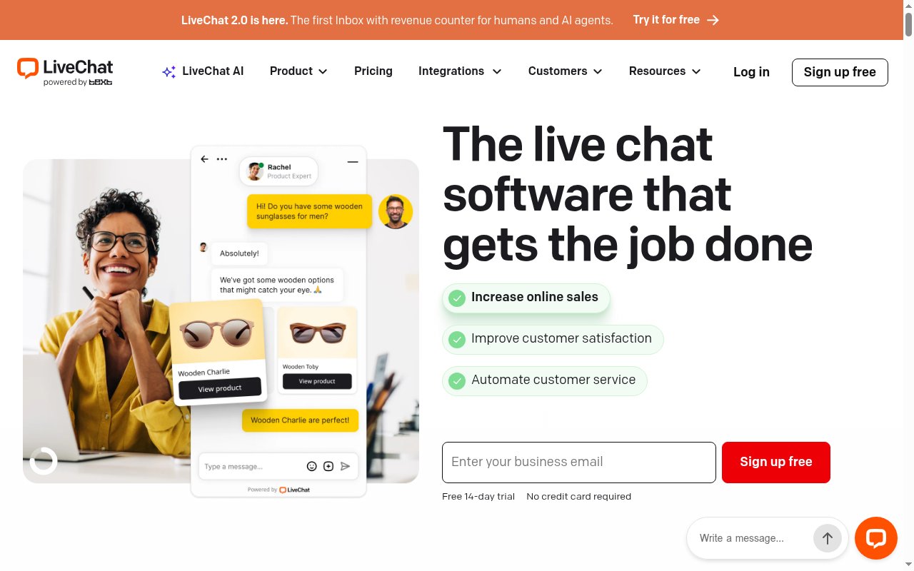 LiveChat.com homepage