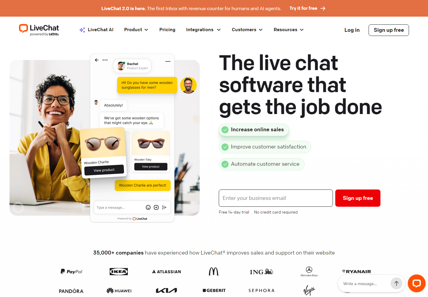LiveChat.com homepage