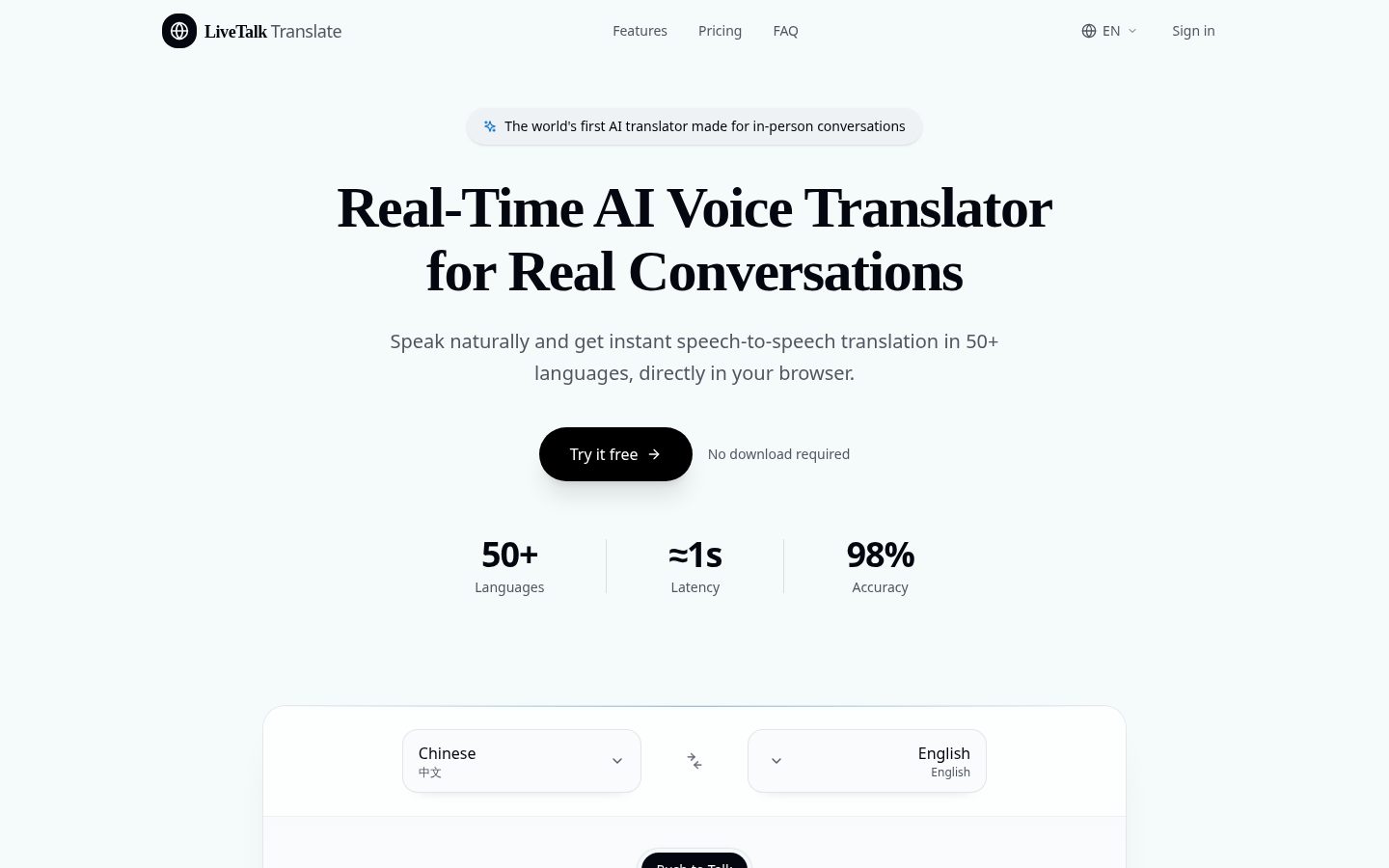 livetalktranslate Homepage