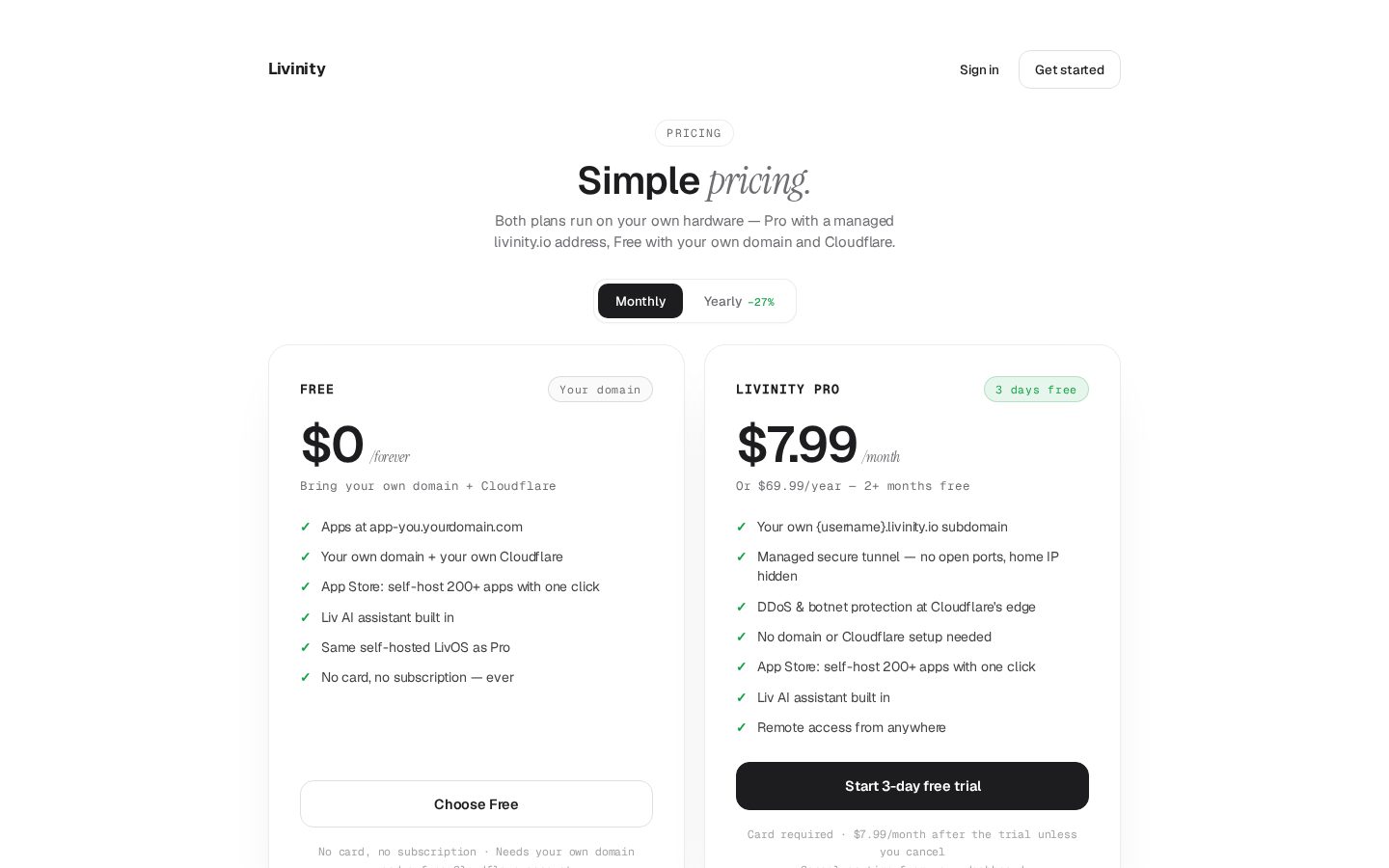 Livinity Pricing