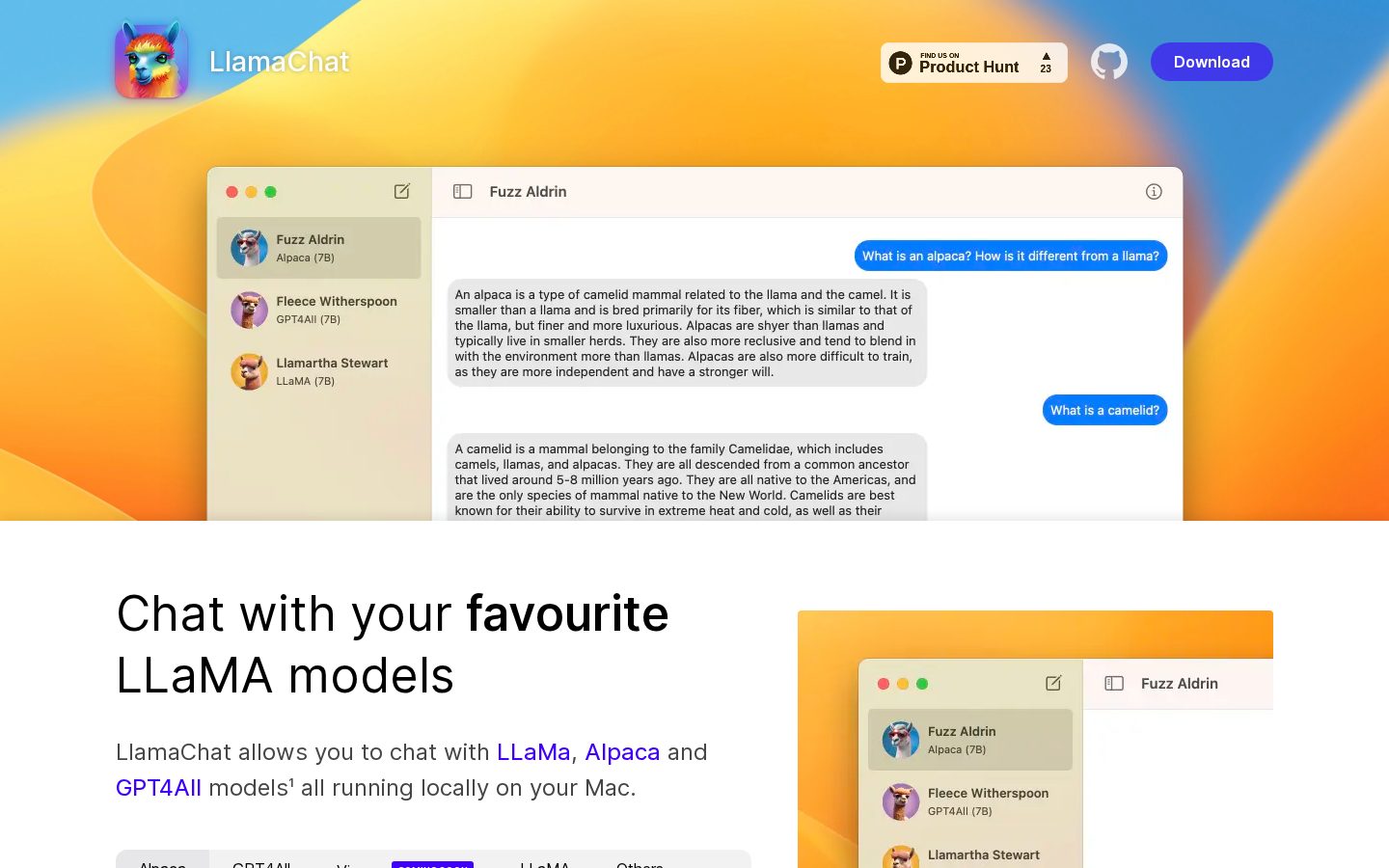 LlamaChat Homepage