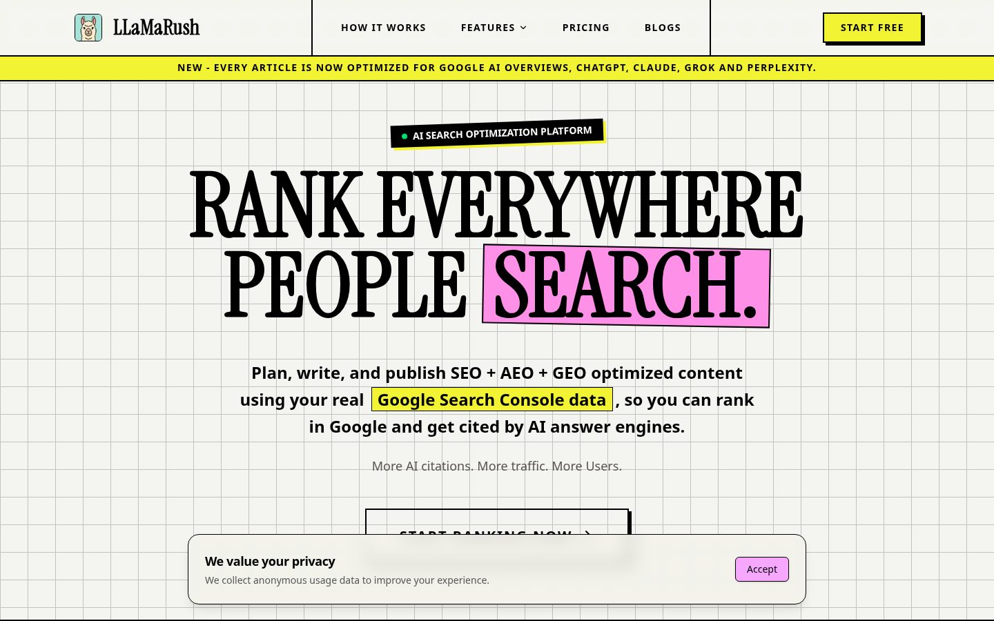 Llamarush Homepage