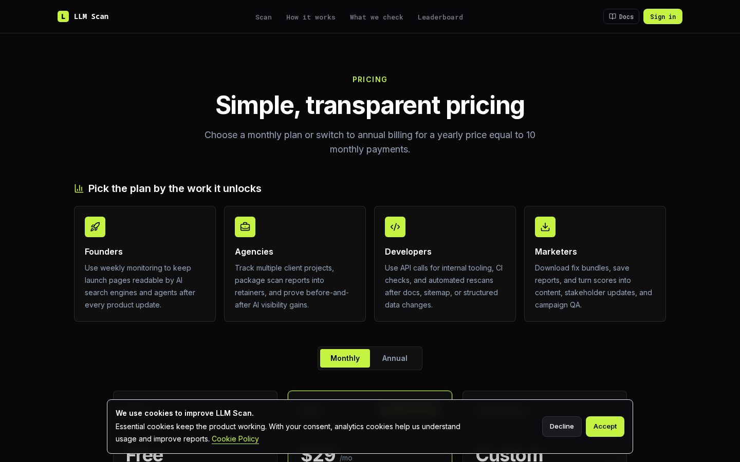 LLM Scan Pricing
