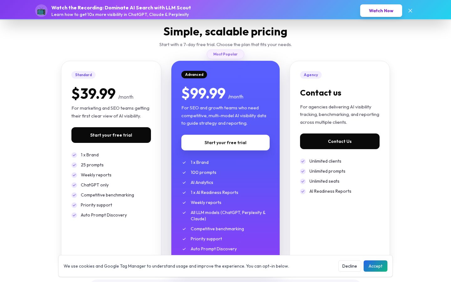 LLM scout Pricing