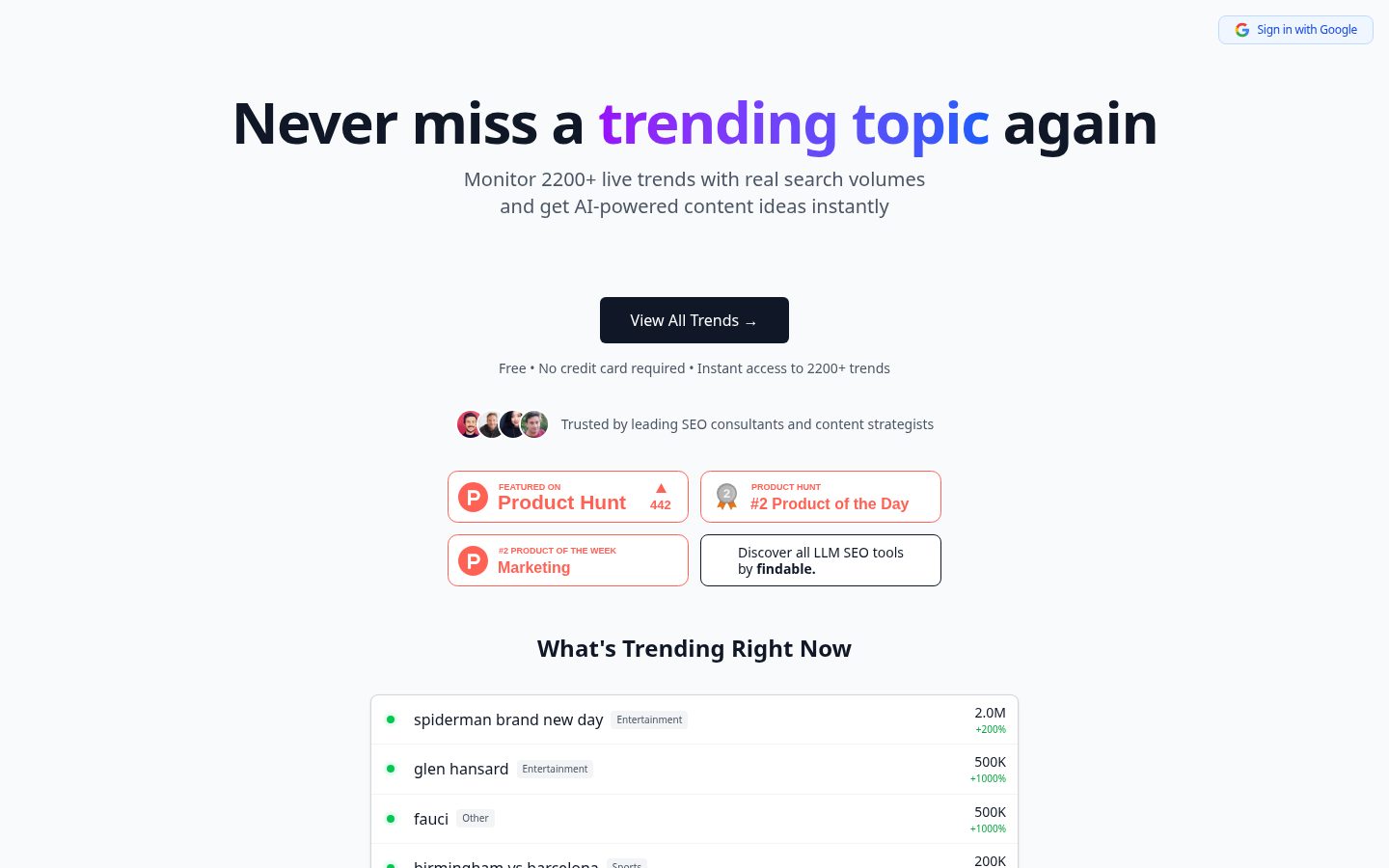 LLM SEO Trends Homepage